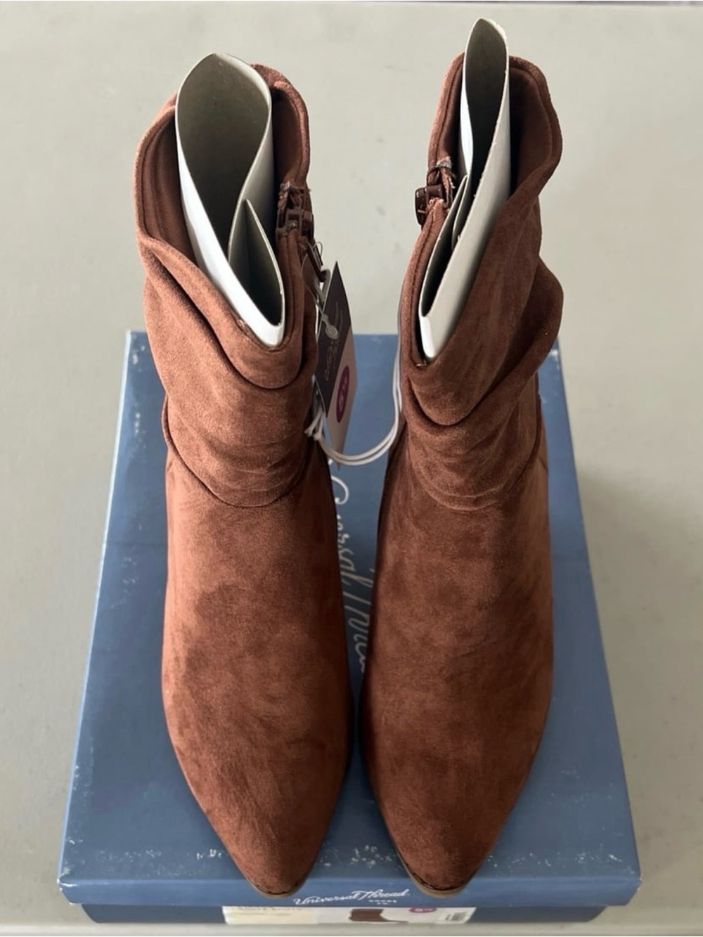 Universal Thread Rust Suede Pointed Toe Ankle Booties